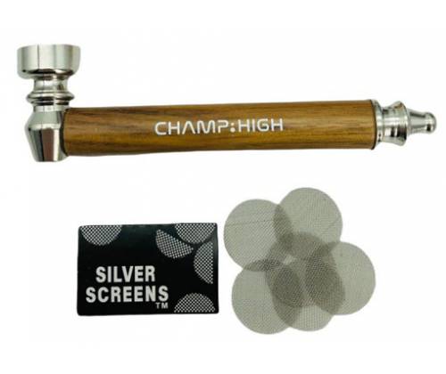 Μεταλλική Πίπα Champ με Επένδυση Ξύλου Σκούρο Καφέ - 12cm - Τιμή: 6,40€