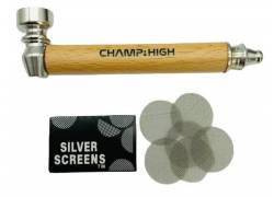 Μεταλλική Πίπα Champ με Επένδυση Ξύλου Ανοικτό Καφέ - 12cm