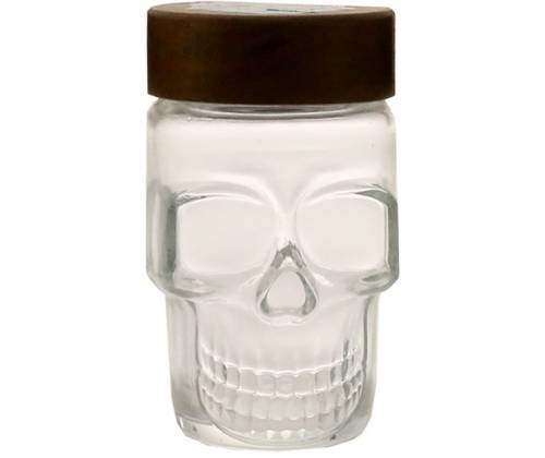 Glass Skull Jar With Plastic Lid Alien Design - Airtight Closure 55mm - Price: 5,90€