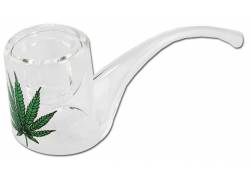 Πίπα Γυάλινη Pipe Hemp με Καμπυλωτό Επιστόμιο - 10cm