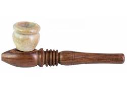 Ξύλινη Πίπα Hemp Καφέ με Πέτρινο Bowl - 12.5cm