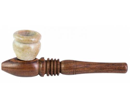 Ξύλινη Πίπα Hemp Καφέ με Πέτρινο Bowl - 12.5cm -  Price: 4,90€