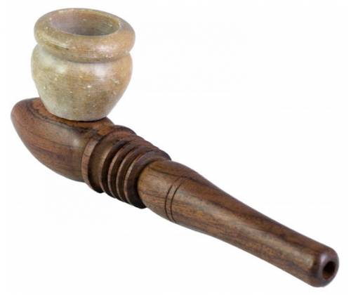 Ξύλινη Πίπα Hemp Καφέ με Πέτρινο Bowl - 12.5cm -  Price: 4,90€