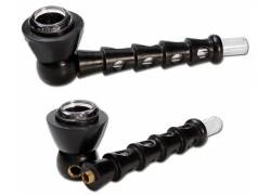 Ξύλινη Πίπα Μαύρη με Γυάλινο Bowl 14cm