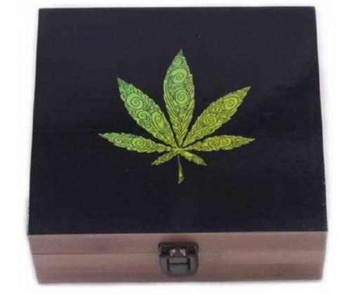 Ξύλινο Κουτί Αποθήκευσης Green Leaf 19x17x7cm & Σταχτοδοχείο και Πιπάκι - Τιμή: 19,70€