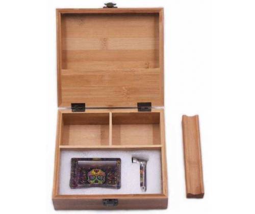 Ξύλινο Κουτί Αποθήκευσης Skull 19x17x7cm & Σταχτοδοχείο και Πιπάκι - Τιμή: 19,70€