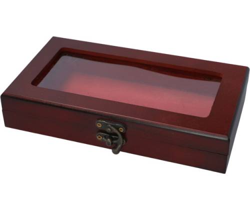 Ξύλινο Κουτί Αποθήκευσης με Παράθυρο - Σκούρο Καφέ (23x13x4cm) - Τιμή: 9,80€