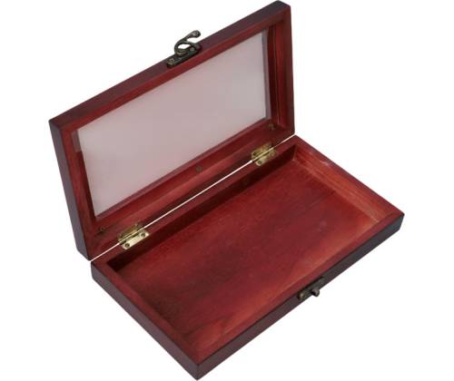 Ξύλινο Κουτί Αποθήκευσης με Παράθυρο - Σκούρο Καφέ (23x13x4cm) - Τιμή: 9,80€