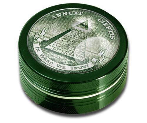 Grinder Τρίφτης 50mm Αλουμινίου «In Weed We Trust»- 2 Parts - Τιμή: 12,90€
