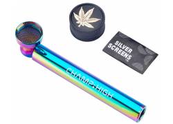 Champ Πιπάκι Γυάλινο 9,5 cm με Δώρο Τριφτη Καπνού Grinder 30mm