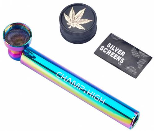 Champ Πιπάκι Μεταλλικό 9,5 cm με Δώρο Τριφτη Καπνού Grinder 30mm - Τιμή: 5,80€