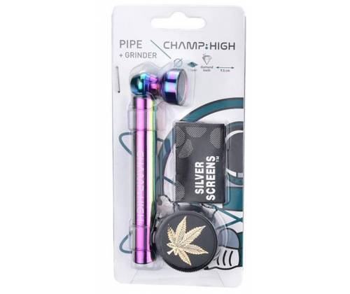 Champ Πιπάκι Μεταλλικό 9,5 cm με Δώρο Τριφτη Καπνού Grinder 30mm - Τιμή: 5,80€