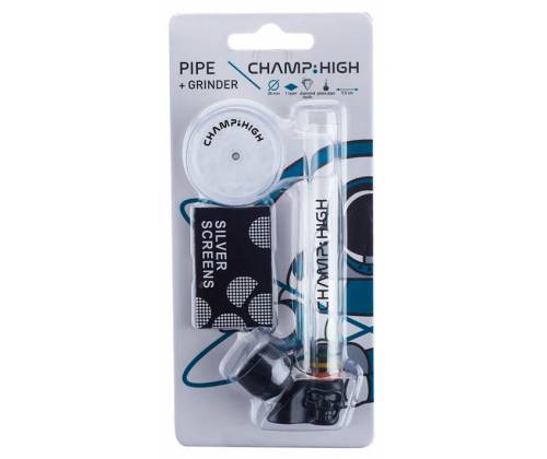 Champ Πιπάκι Γυάλινο 9,5 cm Skull 45° με Δώρο Τριφτη Καπνού Grinder 30mm - Τιμή: 7,80€