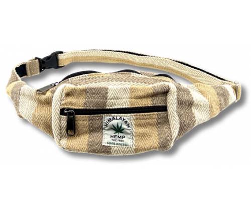 Τσαντάκι Μέσης Χειροποίητο από Κάνναβη Ιμαλαϊων - Καφέ Ρίγες - Τιμή: 18,60€