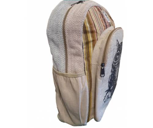 Τσάντα Πλάτης Backpack Χειροποίητή από Κάνναβη Ιμαλαϊων - Owl - Τιμή: 36,90€