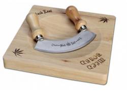 Καμπυλωτό Μαχαίρι Κοπής Καπνού με Ξύλινη Βάση