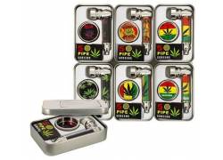 Σετ Μεταλλική Πίπα Σχέδιο Skull Leaf 9cm & Grinder 2 parts