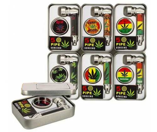 Σετ Μεταλλική Πίπα Σχέδιο Skull Leaf 9cm & Grinder 2 parts - Τιμή: 6,90€