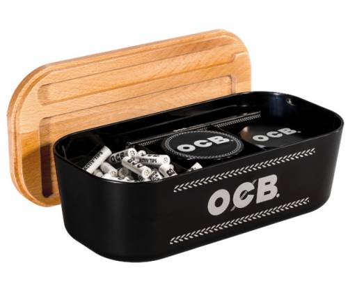Plastic Storage Box OCB Black 20x10.5x6.5cm with Wooden Lid-Disk -  Price: 17,50€