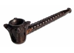 Ξύλινη Πίπα με Ανάγλυφα Σχέδια Μαύρη 18cm - Ebony