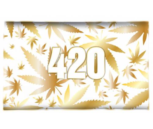 V-Syndicate Γυάλινος Rolling Tray Δίσκος - 420 Gold - Small (26x16cm) - Τιμή: 12,50€