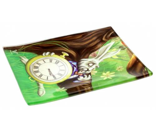 V-Syndicate Glass Rolling Tray - White Rabbit - Mini (16x12cm) -  Price: 10,50€