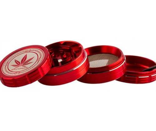Amsterdam Grace Glass Aluminium Grinder Τρίφτης Κόκκινο 50mm - 4 Parts - Τιμή: 13,50€
