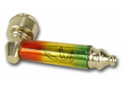 Μεταλλική Πίπα Σχέδιο Rasta Leaf - 7cm (9504)