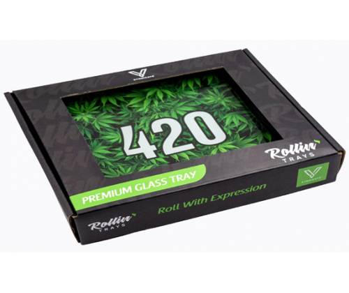 V-Syndicate Γυάλινος Rolling Tray Δίσκος - 420 Leaf - Small (16x12cm) - Τιμή: 21,00€