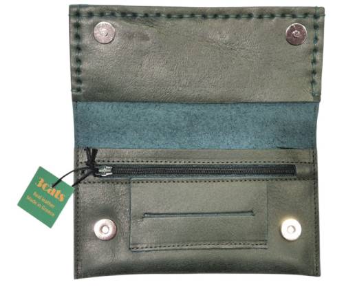 Tobacco Case 3cats Handmade Genuine Leather Olive Green - Keychain Gift - Price: 19,00€