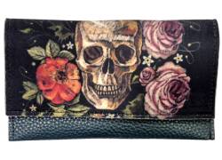 Καπνοθήκη 3cats Χειροποίητη Τεχνόδερμα - Σχέδιο Skull & Roses