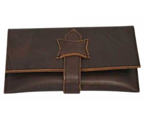 Καπνοθήκη Leon Δέρμα - Μεγάλη με Δέσιμο Καφέ Σκούρο - Τιμή: 14,80€