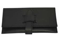 Καπνοθήκη Leon Δέρμα - Μεγάλη με Δέσιμο Μαύρη