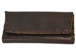 Καπνοθήκη Leon Δέρμα - Μεγάλη με Δερματοραφή Καφέ Σκούρο