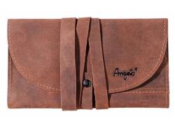 Angelo Genuine Leather Tobacco Case - Large Suede Brown with Cord