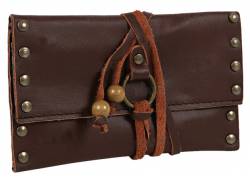 Καπνοθήκη Leon Δέρμα - Μεγάλη με Τρουκς και Κορδόνι Καφέ