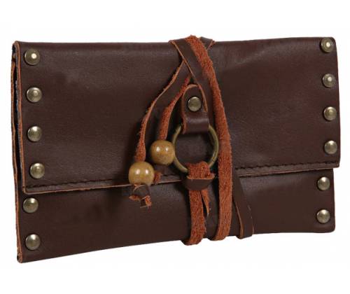 Καπνοθήκη Leon Δέρμα - Μεγάλη με Τρουκς και Κορδόνι Καφέ - Τιμή: 16,50€