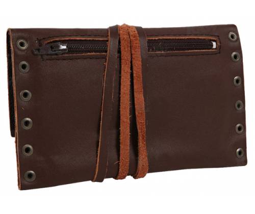 Καπνοθήκη Leon Δέρμα - Μεγάλη με Τρουκς και Κορδόνι Καφέ - Τιμή: 16,50€