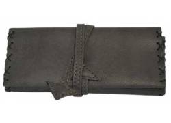 Καπνοθήκη Leon Τεχνόδερμα - Μεγάλη με Κορδόνι Γκρι