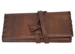 Καπνοθήκη Leon Τεχνόδερμα - Μεγάλη με Κορδόνι Καφέ