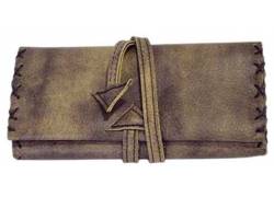 Tobacco Case Leon Faux Leather - Large with Cord Olive Green