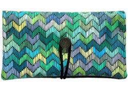 Simona Handmade Faux Leather Tobacco Case - Zig Zag Blue Light