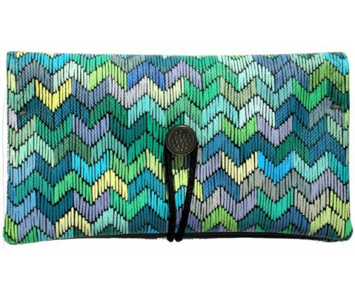 Simona Handmade Faux Leather Tobacco Case - Zig Zag Blue Light -  Price: 11,00€