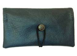 Simona Handmade Faux Leather Tobacco Case - Petrol Blue