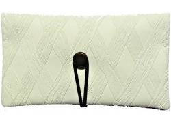 Simona Handmade Tobacco Case Faux Leather - White diagonal