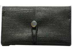 Simona Handmade Faux Leather Tobacco Case - Black Straw