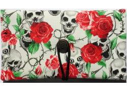 Simona Handmade Faux Leather Tobacco Case - Skull and Roses