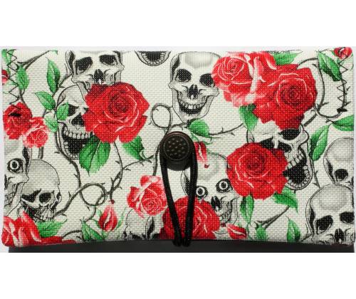 Simona Χειροποίητη Καπνοθήκη Τεχνόδερμα - Skull and Roses -  Price: 11,00€
