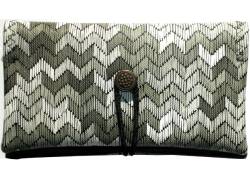 Simona Handmade Faux Leather Tobacco Case - Zig Zag Gray