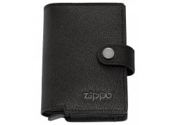 Zippo Καρτοθήκη Δερμάτινη Saffiano Flip με Μηχανισμό Slide για Κάρτες - Μαύρο (2007074)